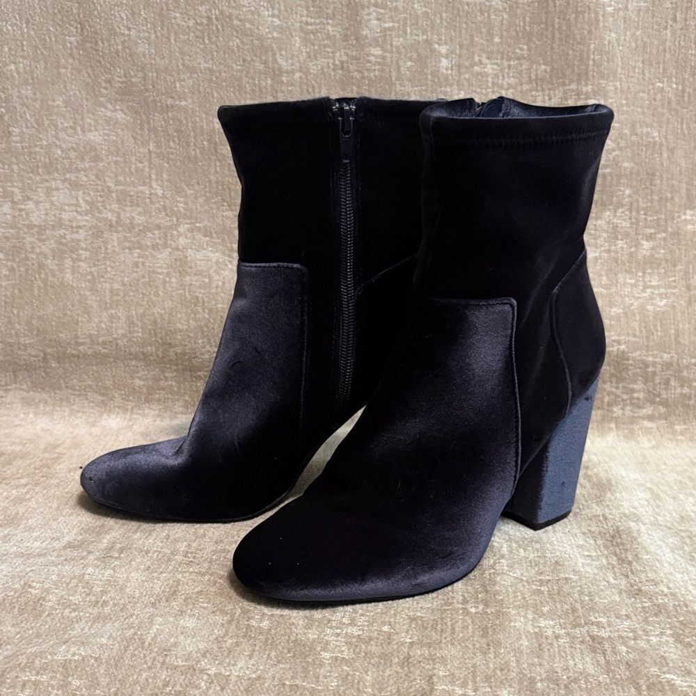 Nine West Navy Velvet Ankle Booties